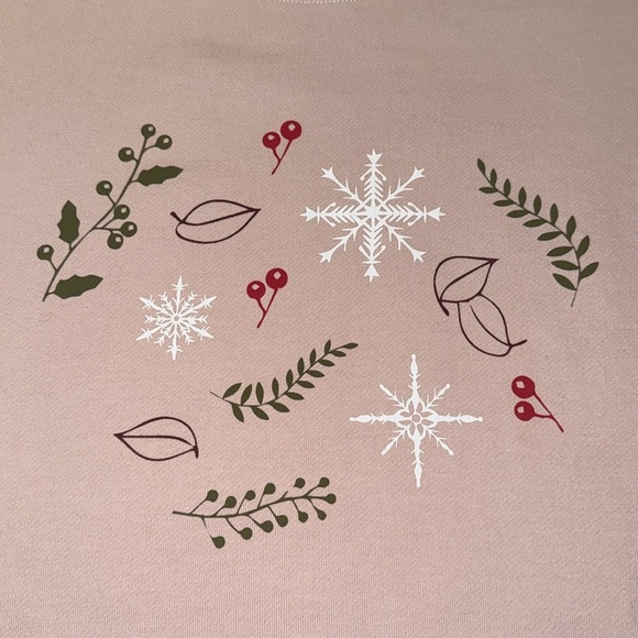 Pact Pink Winter Sprigs Graphic Slouchy Organic Cotton Fleece Sweatshirt - Picture 3 of 5